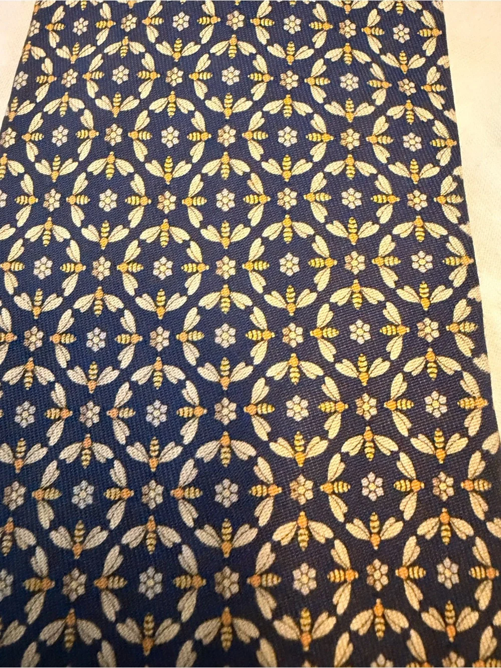 Salvatore Ferragamo Navy and Yellow Geometric Silk Tie